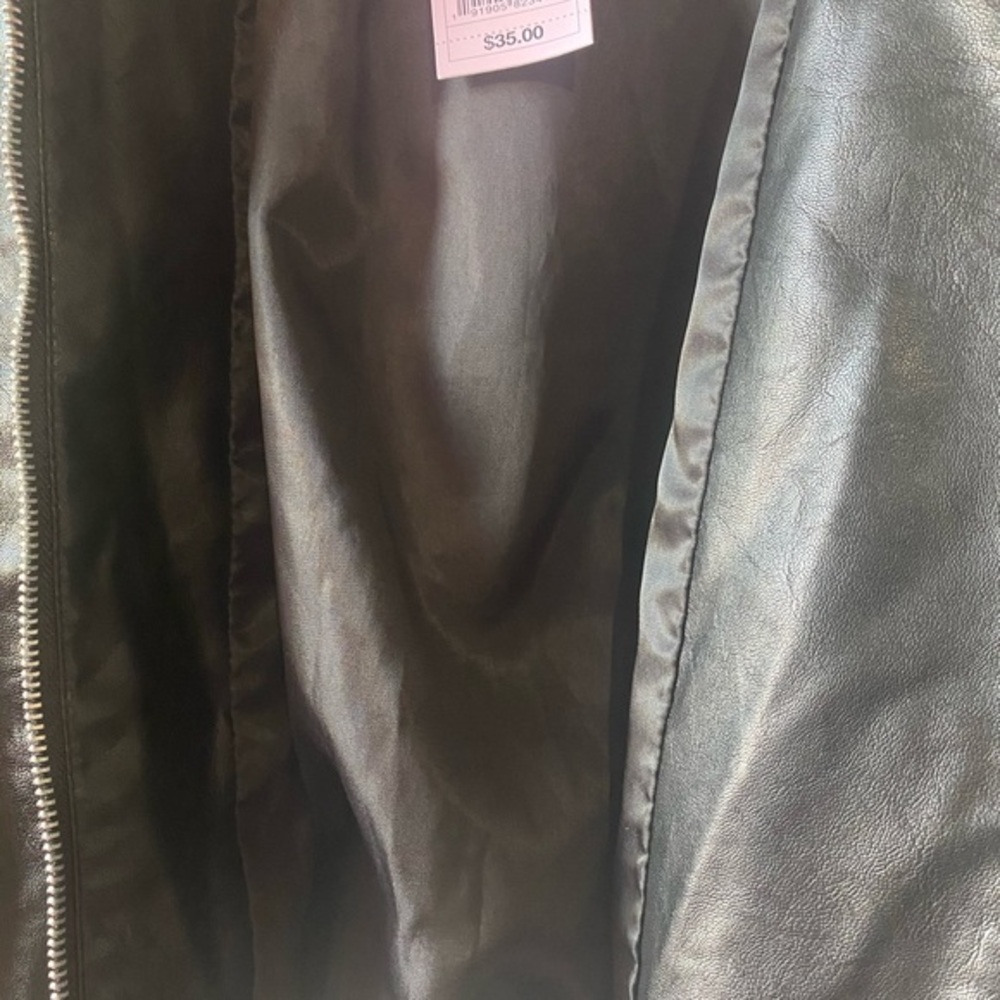 - Women's Faux Leather Bomber Jacket - Wild … - Picture 11 of 16
